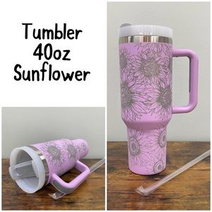 40oz Tumbler - Sunflower - Dark Pink